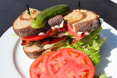 Half sandwich and salad